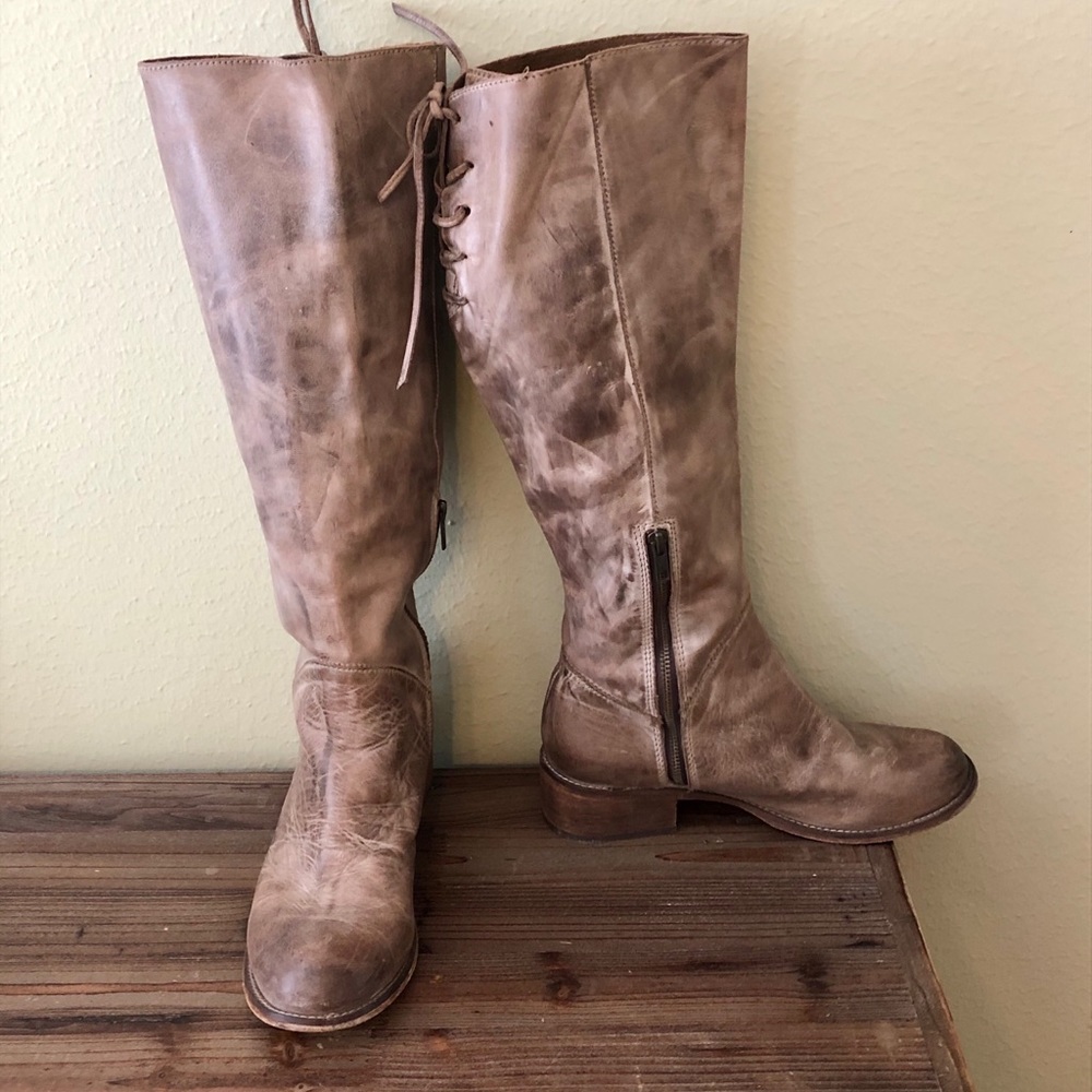 Tall genuine leather boots